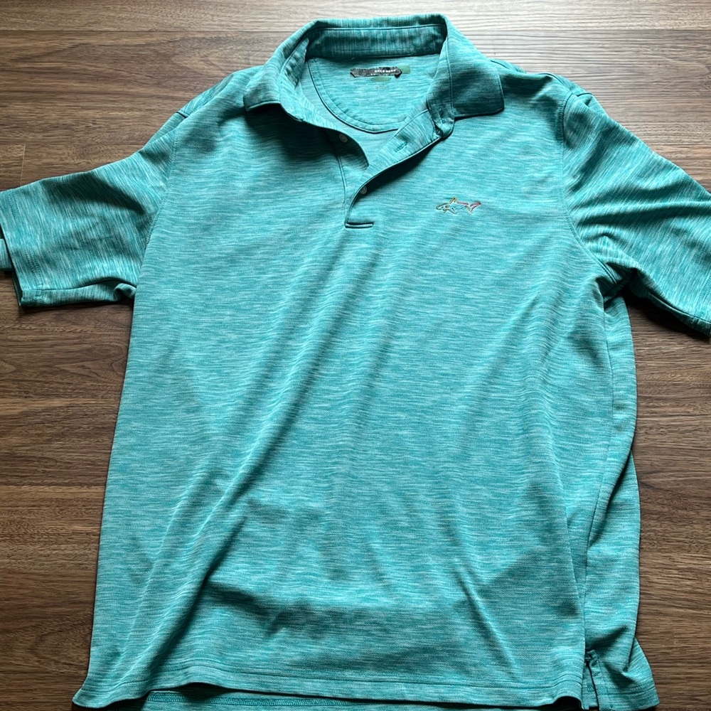 Greg Norman Mens Golf Polo Shirt Size Large Light Blue